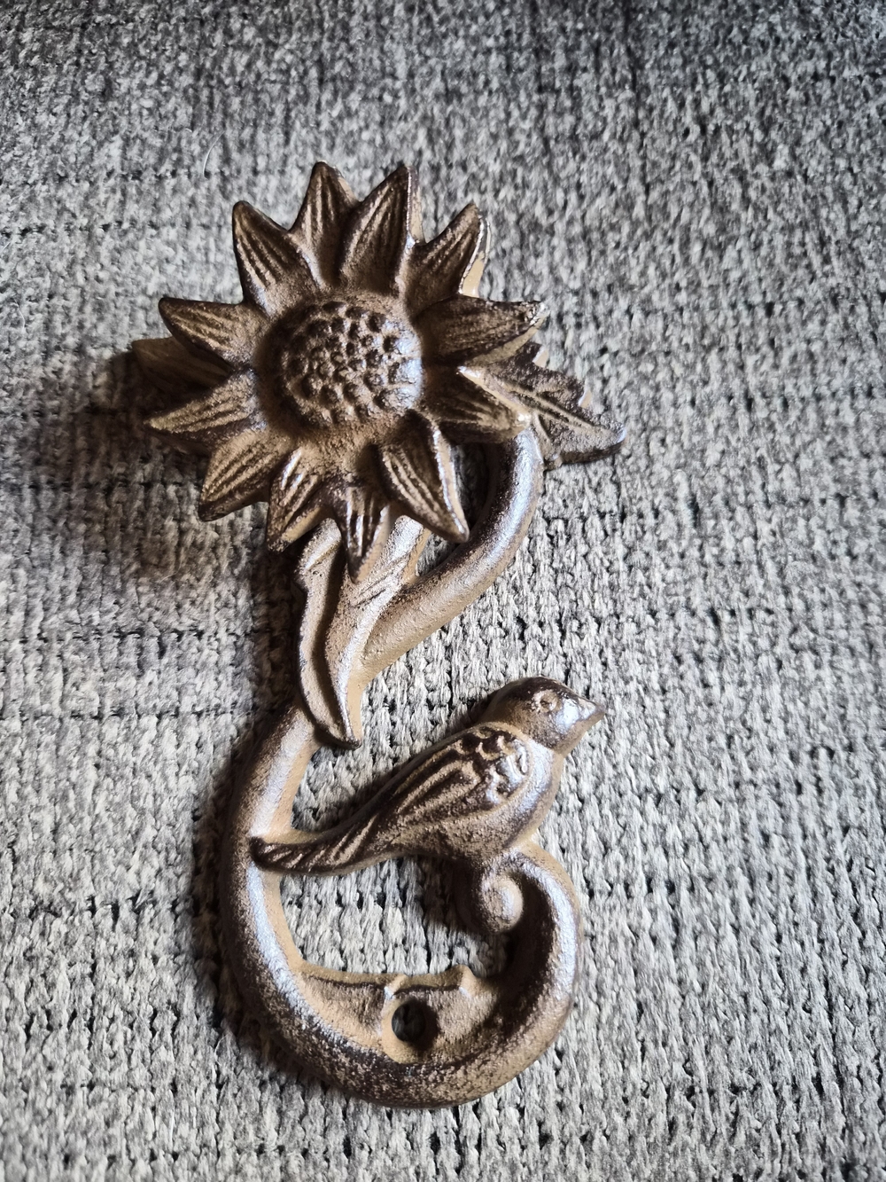 Sunflower & Bird Cast Iron Door Knocker - Brown